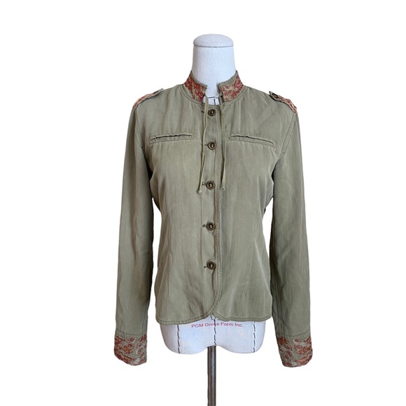 Rare Da-Nang Silk Jacket with Embroidered Sunset Moon Military Small - Picture 2 of 14